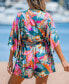 Women's Colorful Leaf Print Drawstring Romper