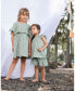 ფოტო #2 პროდუქტის Girl Muslin Dress With Frill Green Jasmine Flower Print - Toddler|Child