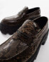 Фото #2 товара ASOS DESIGN chunky loafers in brown faux snake