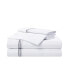 Фото #1 товара Sateen Full Sheet Set, 1 Flat Sheet, 1 Fitted Sheet, 2 Pillowcases, 600 Thread Count, Sateen Cotton, Pristine White with Fine Baratta Embroidered 3-Striped Hem