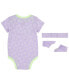 ფოტო #1 პროდუქტის Baby Girls Printed Bodysuit with Booties and Headband Set