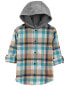 Фото #2 товара Kid Plaid Hooded Button-Front Shirt 12