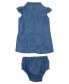 ფოტო #2 პროდუქტის Baby Girl Denim Dress and Coordinating Diaper Cover