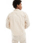 Фото #4 товара Native Youth cropped oversized fit textured check shirt in light beige