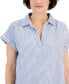 Фото #3 товара Women's Striped Cotton Gauze Popover Shirt, Created for Macy's