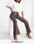 Фото #1 товара ASOS DESIGN Hourglass stretch faux leather flare trouser in chocolate