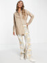 Pieces oversized poplin shirt in beige