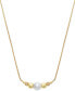 ფოტო #1 პროდუქტის Cultured Freshwater Pearl (8-1/4mm) & Cubic Zirconia 18" Collar Necklace in 14k Gold-Plated Sterling Silver