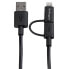 StarTech.com 1 m (3 ft.) 2 in 1 Charging Cable - USB to Lightning or Micro-USB for iPhone / iPad / iPod / Android - Apple MFi Certified - Multi Phone Charger - USB 2.0 - 1 m - USB A - Micro-USB B - USB 2.0 - 480 Mbit/s - Black