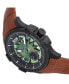 ფოტო #3 პროდუქტის Men Solstice Automatic Semi-Skeleton Leather Strap Watch - Brown/Green