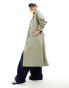 Vero Moda longline belted trench coat in laurel oak Lorbeereiche, S - EU 36 - фото #1