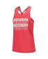 Фото #3 товара Women's Red Wisconsin Badgers Stacked Name Racerback Tank Top