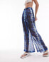 Фото #6 товара Topshop Petite batik print chiffon beach trouser in blue