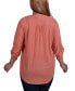 Plus Size 3/4 Tab Sleeve Y-Neck Blouse