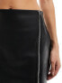 Фото #9 товара Simmi wrap front leather look mini skirt in black