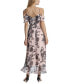 Фото #2 товара Petite Floral-Print Ruffled Cold-Shoulder Maxi Dress