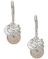 Silver-Tone Twisted Top Color Imitation Pearl Drop Earrings