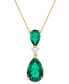 ფოტო #1 პროდუქტის Lab Grown Emerald (3-1/3 ct. t.w.) & Lab Grown Diamond (1/8 ct. t.w.) 18" Pendant Necklace in 14k Gold