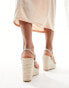 Glamorous Wide Fit espadrille wedge heeled sandals in silver diamante