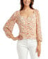 Фото #1 товара Juniors' Floral-Print Ruched Blouson-Sleeve Top