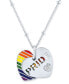 Фото #3 товара Macy's diamond Accent & Enamel Pride Double Heart 18" Pendant Necklace in Sterling Silver
