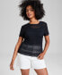 Фото #1 товара Women's Short-Sleeves Lace Top, Created for Macy's