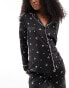 Фото #2 товара Boux Avenue Valentines cherry print revere pyjama top in black