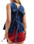 Фото #4 товара ASOS DESIGN denim bow back top in indigo