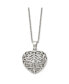 Фото #3 товара Chisel polished Filigree Puffed Heart Pendant Cable Chain Necklace