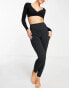 South Beach wrap detail long sleeve crop top in black