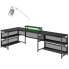 Фото #1 товара U-Shaped Desk With Shelve And LED Lights