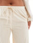 ASOS DESIGN Curve tie waist wide leg trouser in stone stripe Steingrau gestreift, 48 - фото #5