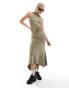 Фото #1 товара COLLUSION hooded spliced maxi dress in khaki