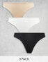 Фото #1 товара Weekday 3 pack thong in black white beige