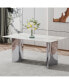 White Marble Dining Table, Stainless Steel Legs, 63"