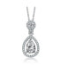 Фото #1 товара Sterling Silver White Gold Plated Clear Cubic Zirconia Accent Drop Necklace