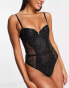 Фото #2 товара Wild Lovers Samantha sequin lace detailed underwired bodysuit in black