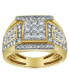 Фото #5 товара Iced Hammer Natural Certified Diamond 1.55 cttw Round Cut 14k Yellow Gold Statement Ring for Men