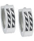 Sutton Stainless Steel Etched Stripes Huggie Earring Set