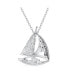 ფოტო #2 პროდუქტის Nautical Synthetic Blue Opal Sailboat Necklace Pendant For Women Sterling Silver Large