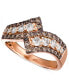 ფოტო #1 პროდუქტის Chocolate Diamond & Nude Diamond Bypass Ring (1 ct. t.w.) in 14k Rose Gold