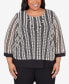 Plus Size Opposites Attract Striped Texture Top with Necklace
