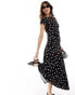 Фото #4 товара ASOS DESIGN short sleeve low back maxi dress in mono polka dot