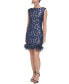 Women's Feather-Trim Sequin Sheath Dress