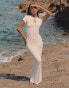 4th & Reckless x Luana Barron kendall sheer jersey rib maxi beach dress in cream