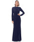 ფოტო #1 პროდუქტის Women's Ruched Slit Long-Sleeve Dress