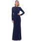 Women's Ruched Slit Long-Sleeve Dress