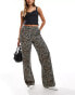 Фото #1 товара Object tailored wide leg trousers in leopard print