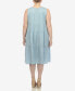 Фото #2 товара Plus Size Sleeveless Tiered Chambray Midi Dress