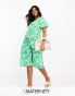 Influence Maternity v neck midi dress in green abstract print